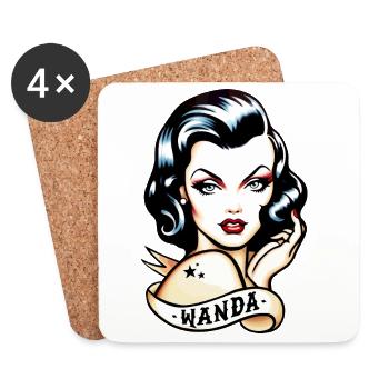 Tatouage rétro inspiré de Wanda Design - Dessous de verre (lot de 4) - blanc - Devant