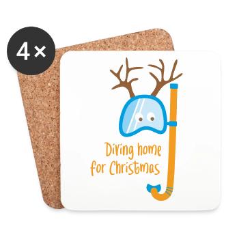 Cerf Cool Dictons Drôles Noël Noël - Dessous de verre (lot de 4) - blanc - Devant