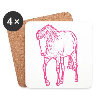 Cheval rose rose - Dessous de verre (lot de 4) - blanc - Devant