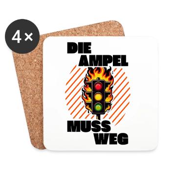 Ampel muss weg Kritik - Untersetzer (4er-Set) - Weiß - Vorne