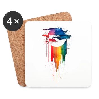 Subtle and Cool Dripping Pride Flag Rainbow Design - Coasters (set of 4) - white - Front