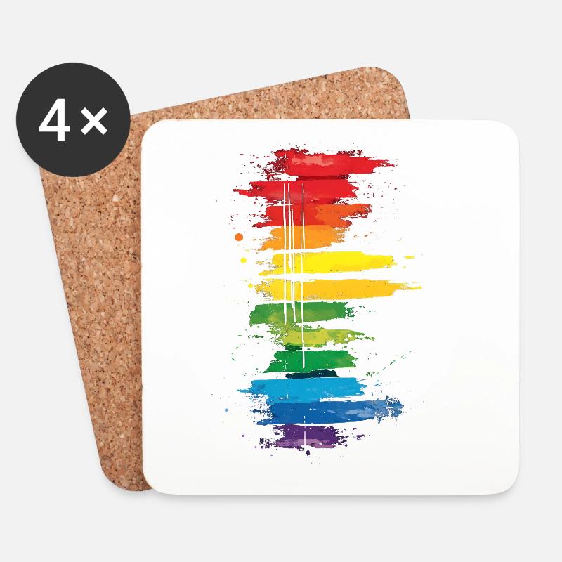 Dezentes und cooles Regenbogen-Design mit tropfender Pride-Flagge - Untersetzer (4er-Set) - Weiß