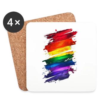 Abstrait Rainbow Pride Design - Art vibrant - Dessous de verre (lot de 4) - blanc - Devant