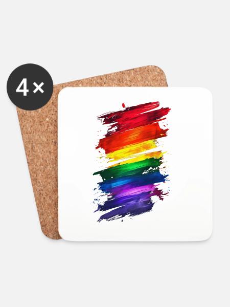 Abstraktes Rainbow Pride Design - Lebendige Kunst - Untersetzer (4er-Set) - Weiß