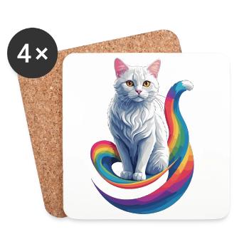 Cute Cat - Coasters (set of 4) - white - Front