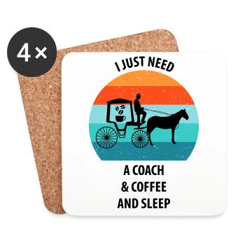 Kutscher Kutsche Pferdekutscher Kaffee - Untersetzer (4er-Set) - Weiß - Vorne