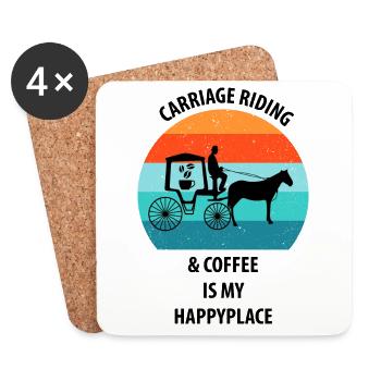 Kutscher Kutsche Pferdekutscher Kaffee - Untersetzer (4er-Set) - Weiß - Vorne