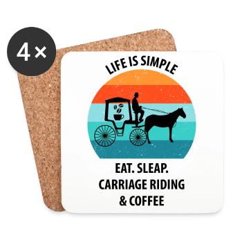 Kutscher Kutsche Pferdekutscher Kaffee - Untersetzer (4er-Set) - Weiß - Vorne