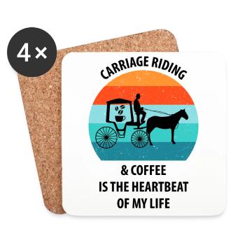 Kutscher Kutsche Pferdekutscher Kaffee - Untersetzer (4er-Set) - Weiß - Vorne