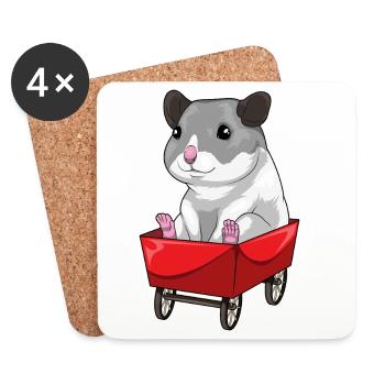 Hamster Handwagen - Untersetzer (4er-Set) - Weiß - Vorne