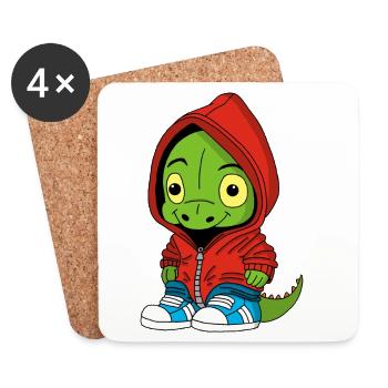 Kleiner Dinosaurier - Untersetzer (4er-Set) - Weiß - Vorne
