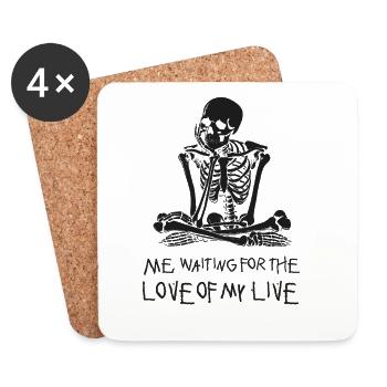 moi qui attends ma Saint-Valentin - Dessous de verre (lot de 4) - blanc - Devant