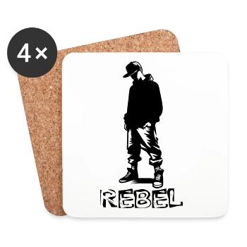 Rebellisches Design - Untersetzer (4er-Set) - Weiß - Vorne