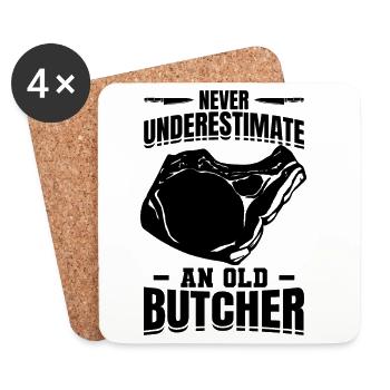 Butcher Grandpa - Coasters (set of 4) - white - Front