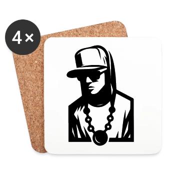 Mec Hip Hop (Simple) - Dessous de verre (lot de 4) - blanc - Devant