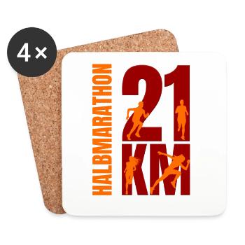 21 KM - Halbmarathon - Untersetzer (4er-Set) - Weiß - Vorne