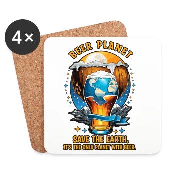Planète de la bière - Dessous de verre (lot de 4) - blanc - Devant