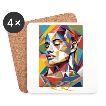 Art du visage moderne - Dessous de verre (lot de 4) - blanc - Devant