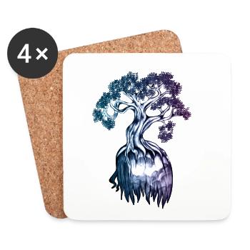 Arbre symbolique – Illustration de la force intérieure - Dessous de verre (lot de 4) - blanc - Devant
