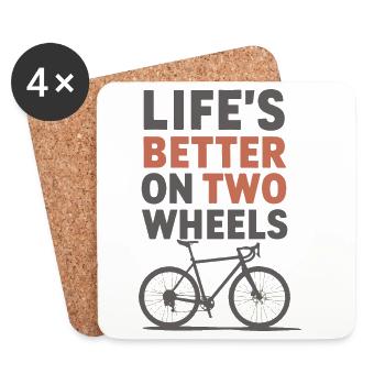 La vie est meilleure sur la conception du vélo à deux roues - Dessous de verre (lot de 4) - blanc - Devant