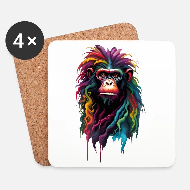 Porträt Rasta Affe Bunte Dreads - Untersetzer (4er-Set) - Weiß