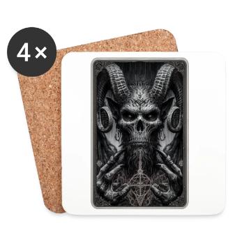 Démon avec des cornes et un pentagramme - Dessous de verre (lot de 4) - blanc - Devant