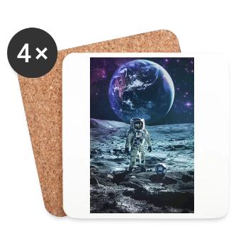 Astronaut playing soccer on the moon - Coasters (set of 4) - white - Front