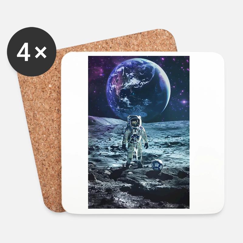 Astronaut playing soccer on the moon - Coasters (set of 4) - white