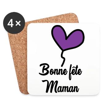 BONNE FÊTE MAMAN - Dessous de verre (lot de 4) - blanc - Devant