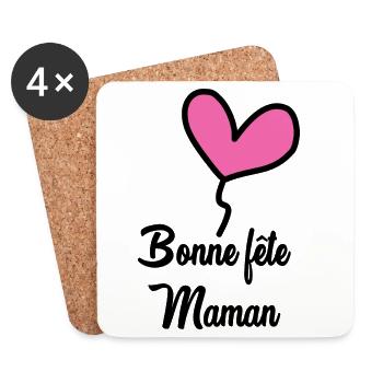 FÊTE DES MÈRES. BONNE FÊTE MAMAN - Dessous de verre (lot de 4) - blanc - Devant