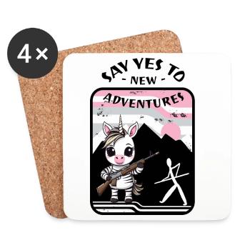 Zebra Einhorn - Untersetzer (4er-Set) - Weiß - Vorne
