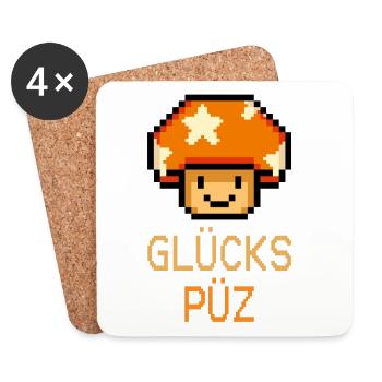 Glückspüz - Lucky Guy, Dialect, Pixel - Coasters (set of 4) - white - Front