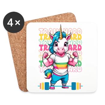 Bodybuilder Einhorn - Untersetzer (4er-Set) - Weiß - Vorne