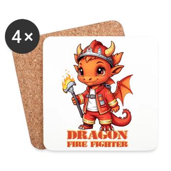 Dragon Fire Brigade - Coasters (set of 4) - white - Front