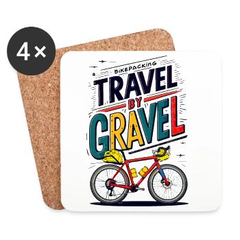 Voyage en gravier cyclisme illustration - Dessous de verre (lot de 4) - blanc - Devant