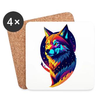 Wolf in the Night - Multicolored Decor - Coasters (set of 4) - white - Front