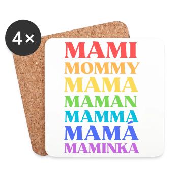 "Mami Mommy Mama Maman Mamma Mamá Maminka" - Untersetzer (4er-Set) - Weiß - Vorne