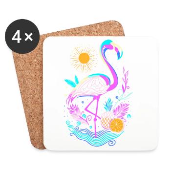Fruits d’ananas flamant rose - Dessous de verre (lot de 4) - blanc - Devant