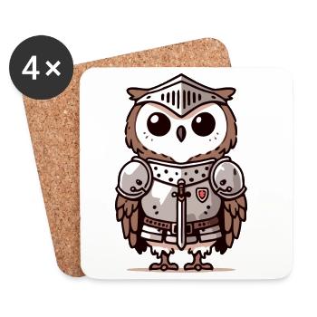 Rittereule: Der tapfere Ehrenvogel - Untersetzer (4er-Set) - Weiß - Vorne