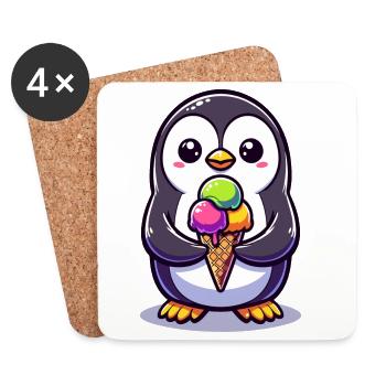 Adorable Penguin Colourful  - Coasters (set of 4) - white - Front