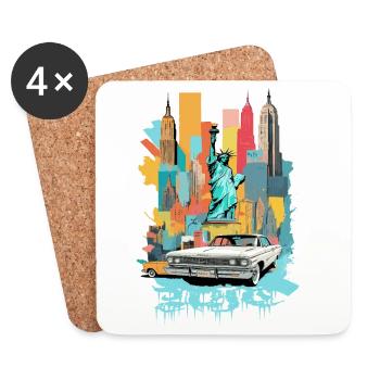 Ville de New York - Dessous de verre (lot de 4) - blanc - Devant