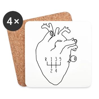 Pilote de changement de vitesse en forme de cœur - Dessous de verre (lot de 4) - blanc - Devant