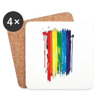 subtil et cool dégoulinant drapeau de la fierté design arc-en-ciel - Dessous de verre (lot de 4) - blanc - Devant