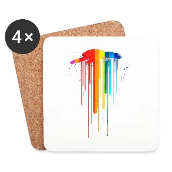 subtil et cool dégoulinant drapeau de la fierté design arc-en-ciel - Dessous de verre (lot de 4) - blanc - Devant