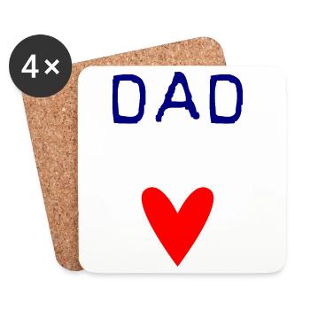 DAD. FATHER'S DAY. HAPPY FATHER'S DAY. HAPPY BIRTHDAY. - Coasters (set of 4) - white - Front