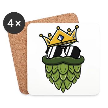 Royales Design - König mit Hopfenbart  - Untersetzer (4er-Set) - Weiß - Vorne