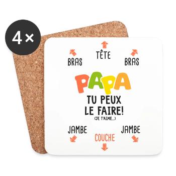 papa tu peux le faire naissance bébé - Dessous de verre (lot de 4) - blanc - Devant