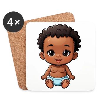 Bébé de dessin animé mignon et heureux - Dessous de verre (lot de 4) - blanc - Devant