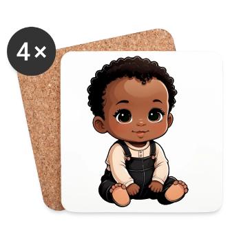 Bébé de dessin animé mignon et heureux - Dessous de verre (lot de 4) - blanc - Devant
