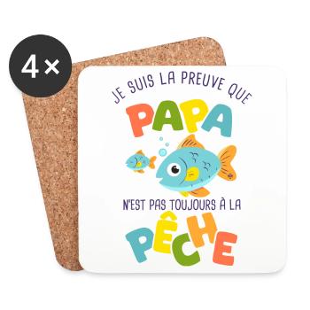 papa pêche pêcheur naissance bébé nourrisson - Dessous de verre (lot de 4) - blanc - Devant